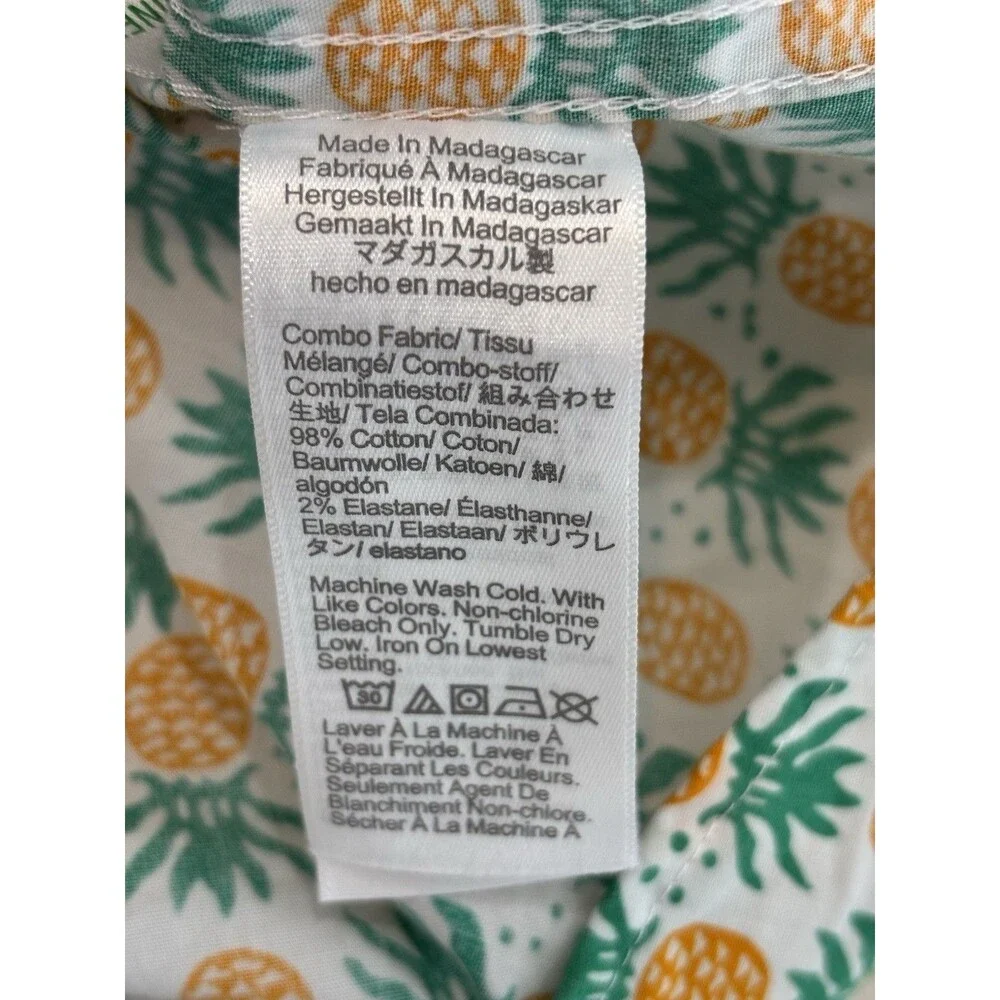 J.CREW Mens M Short Sleeve Button Up Flex Washed Slim Fit Pineapple Tropical